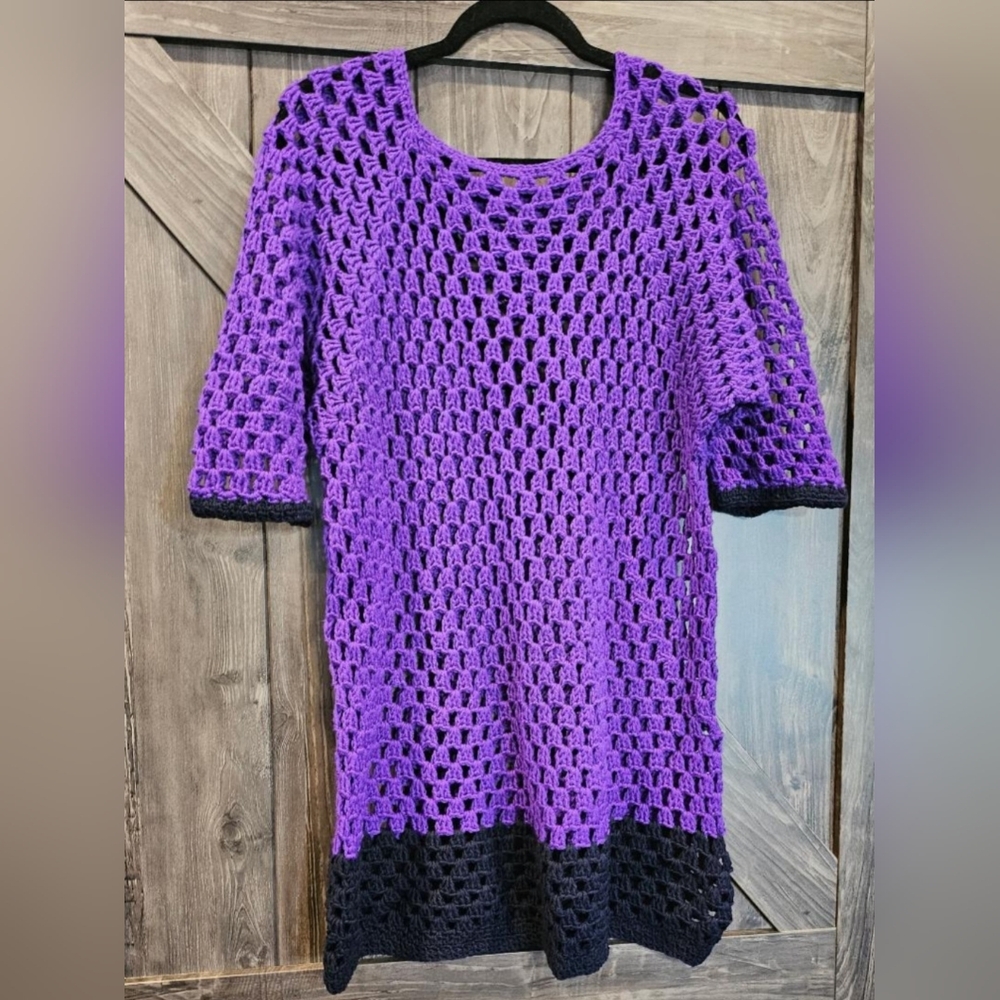 Purple Crochet Knit Top